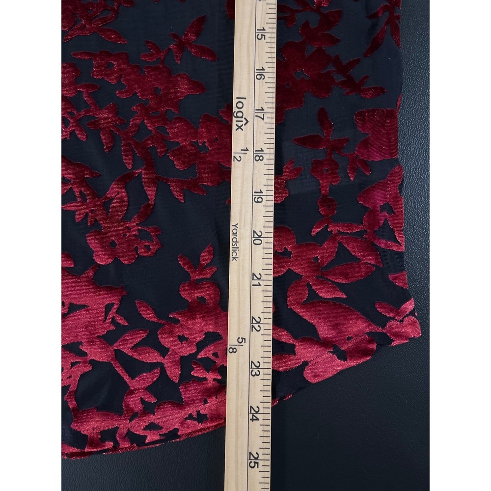 Dear John Yanis Red Black Burnout Velvet Floral Top Dark Romance Soft Grunge S - Picture 5 of 9